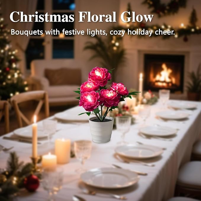 Peony Artificial Flower Lamp, Decorative Night Light - Image 9