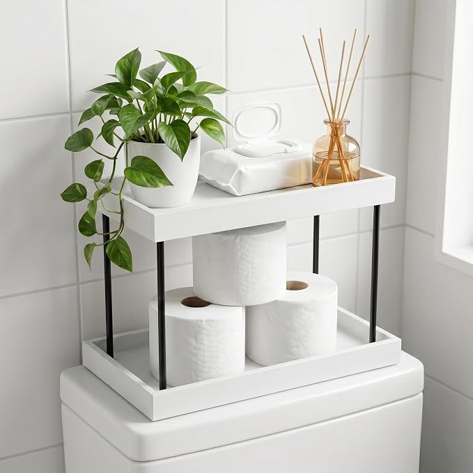 WOPITUES Bathroom Counter Organizer, 2 Tier Perfume Organizer, Wooden Bathroom - Image 7