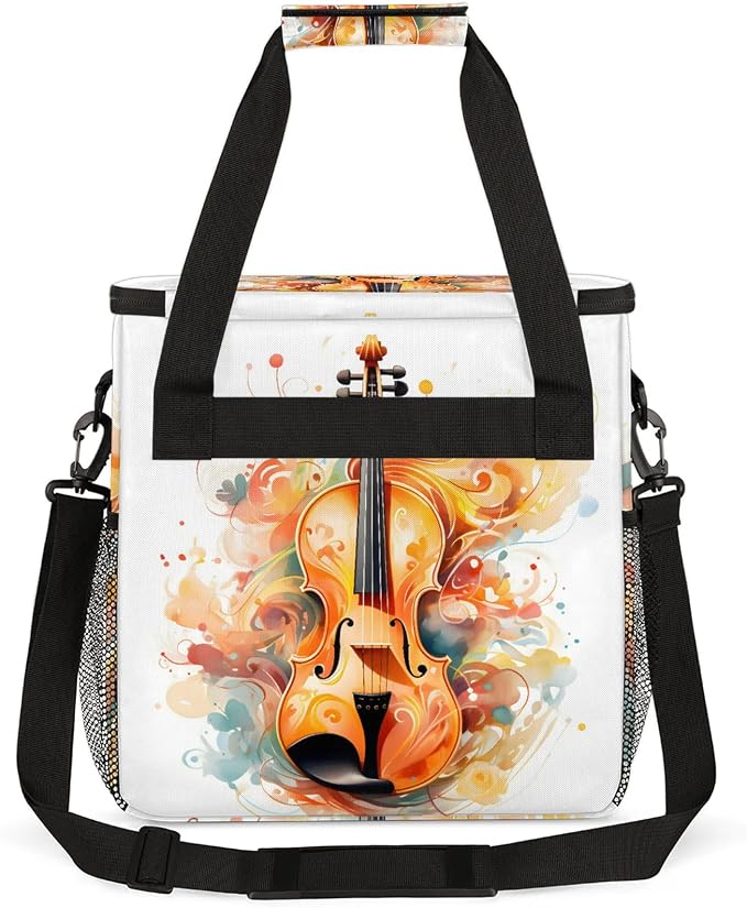 Violin Music Coffee Maker Carring Bag, Large Insulated Storage Organizer Case - Image 5