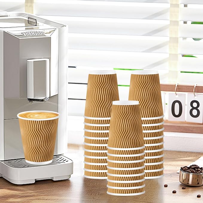 Lamosi Disposable Coffee Cups 10 OZ 100 Pack, Paper Coffee Cups 10 OZ - Image 6