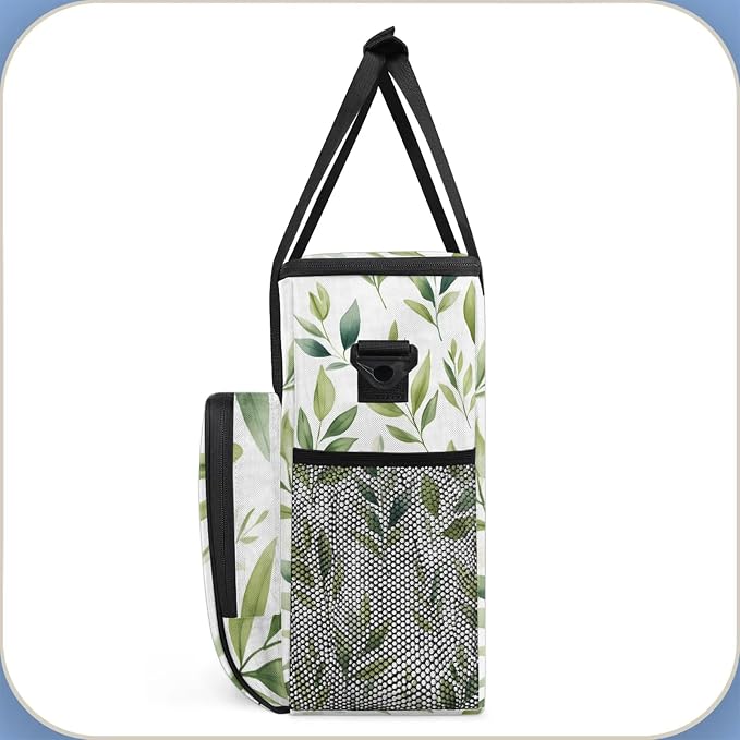 Green Leaves Coffee Maker Carring Bag, Large Insulated Storage Organizer Case - Image 4