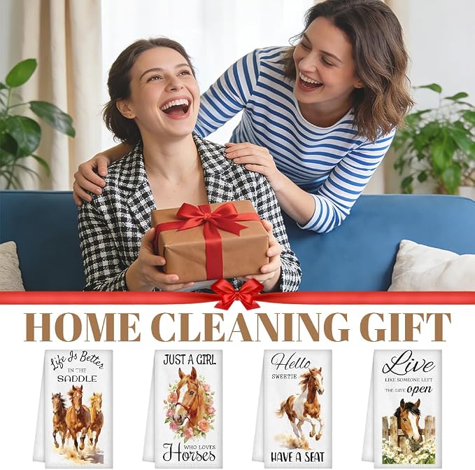 WADORN 4 Styles Western Horse Kitchen Towels, Cool Horse Gifts - Image 7