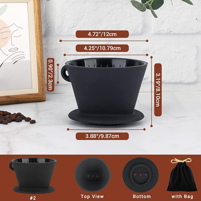 Segarty Silicone Pour Over Coffee Dripper, Camping Pourover Coffee Slow Brewer - Image 2