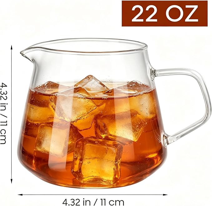 Clear Glass Coffee Server 650ml Hand Pour Carafe Pitcher - Image 4