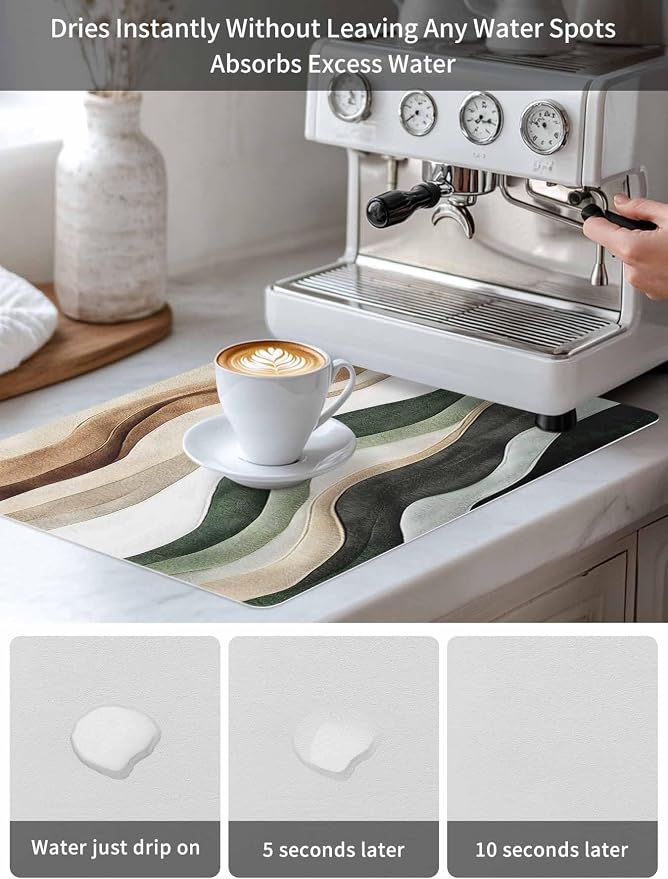Abstract Wave Texture Coffee Mat Retro Brown Brown Bump Absorbent Bar Mat - Image 6