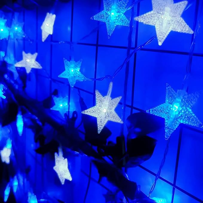 Minetom Blue and White Star String Lights Plug in - 33 ft 100 LED Star Fairy - Image 8