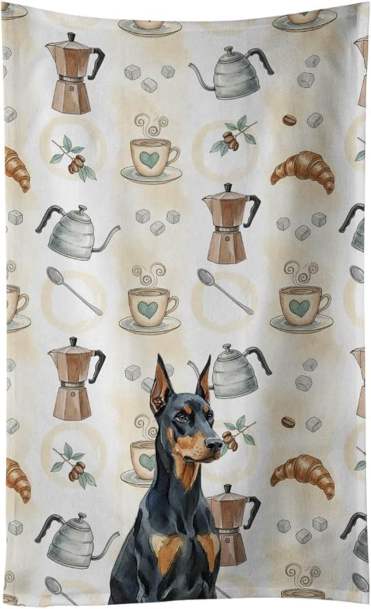 Caroline's Treasures Doberman Pinscher Coffee Bar Kitchen Towel Velour Plush by CarolinesTreasures
