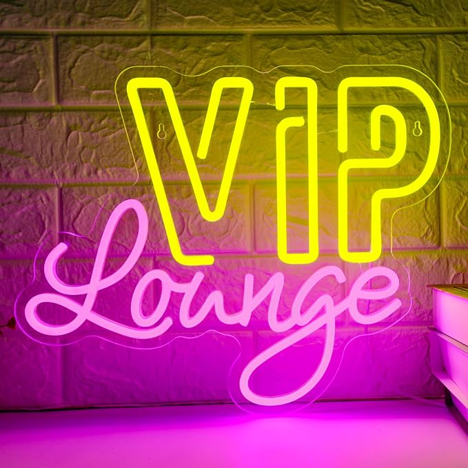 VIP Lounge Neon Signs for Wall Decor, VIP LED Neon Light Signs for Bar by Mojoish