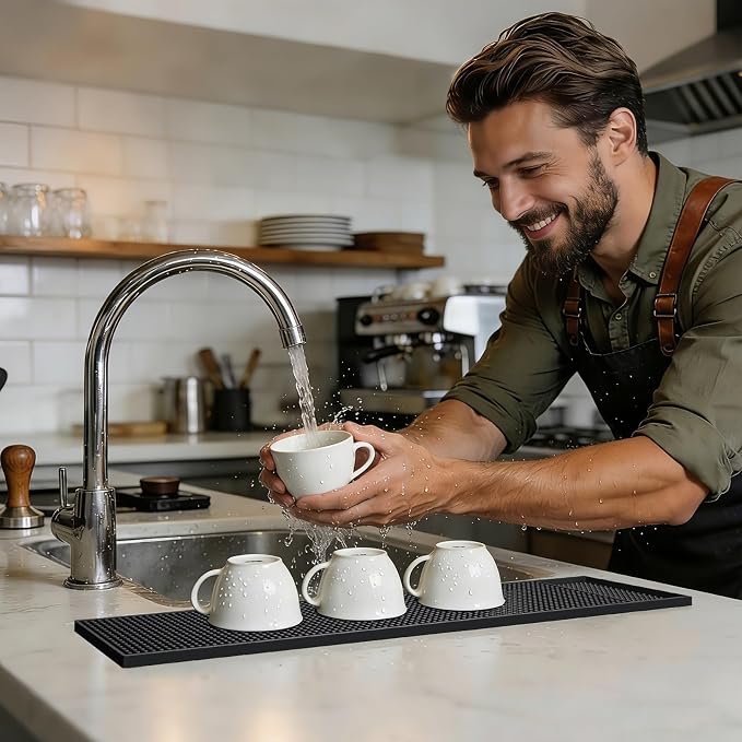 Facmogu 2PCS Rubber Bar Mats, 24x3 / 60x8cm Coffee Bar Countertop Spill Mats - Image 5