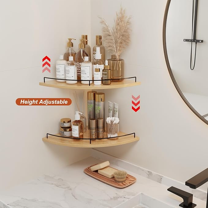 JJL Corner Shelf Wall Mounted, 12 Inches 2-Tier Floating Corner Shelf, - Image 5