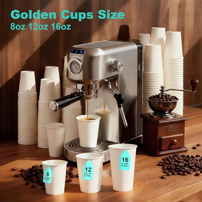 12 oz 1000 Pack Disposable Coffee Cups, Bulk White Disposable Paper Cups - Image 8