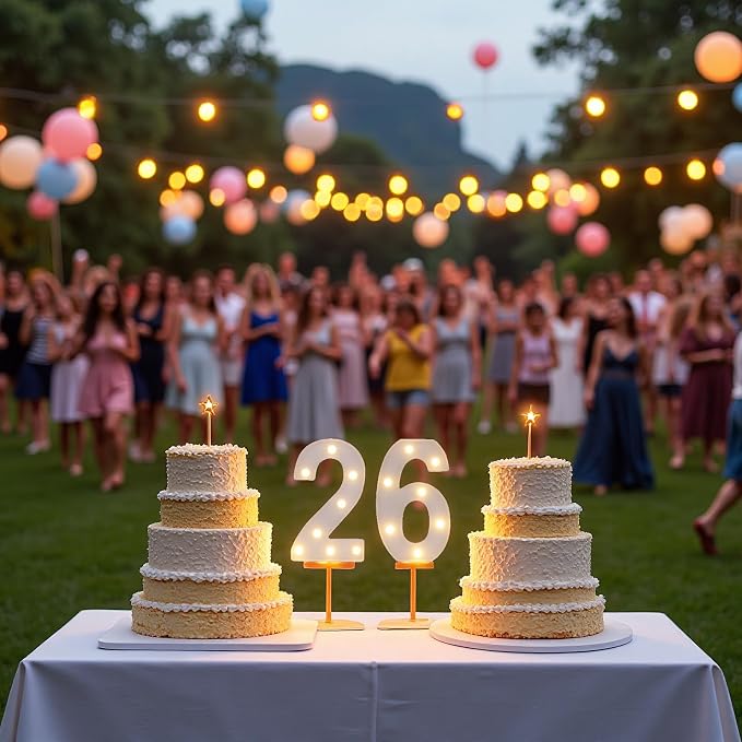 26th Birthday Decoration Light Up Letters, Battery Powered LED Numbers Marquee - Image 4