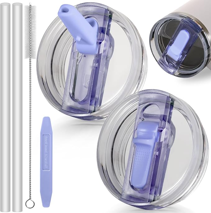 40oz Flip Straw Leak Proof Lid for Stanley Cup Accessories, 2 Pack No Spill Lid by ANTAND