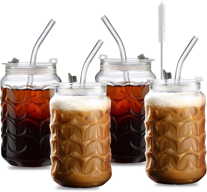 Jiuchen 4-Pack 18oz Borosilicate Glass Cups by Unknown
