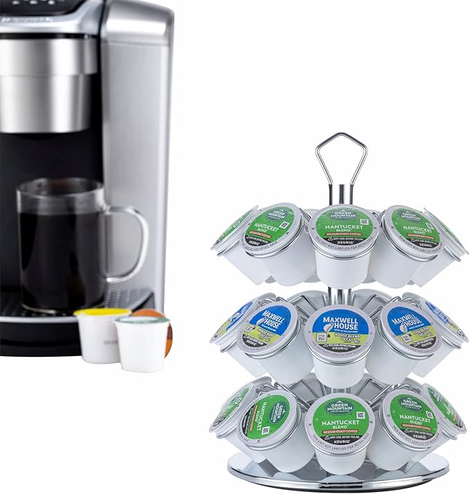 K cup Holder Storage Coffee Capsules Pod Holder Carousel 3 Tier Compatible by Ricerat