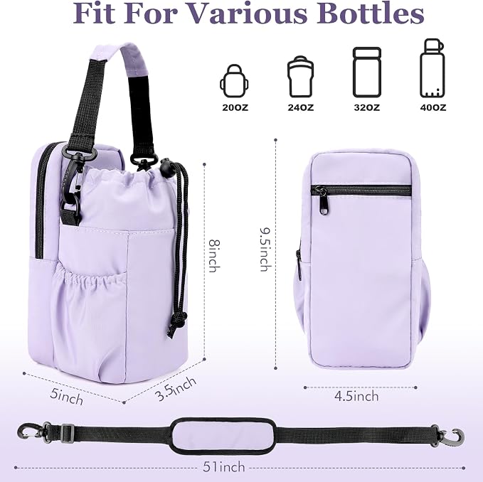 Water Bottle Holder with Strap, 32/40oz Insulation Water Bottle Carrier Bag - Image 5