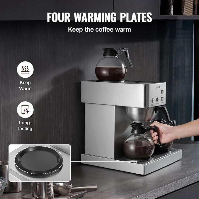 VEVOR Commercial Drip Coffee Maker, 12 Cups Coffee-Maker Machine - Image 3