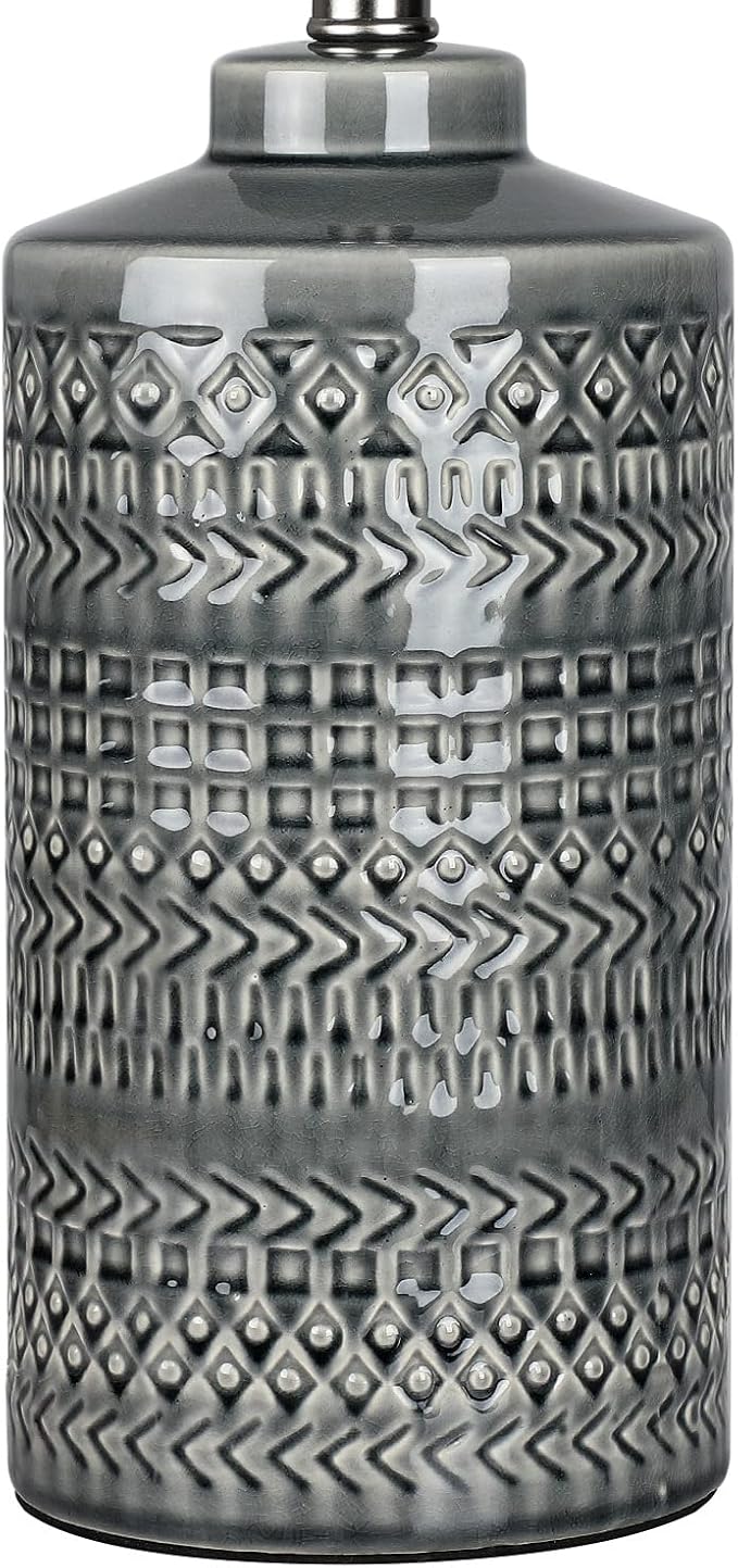 Modern Ceramic Table Lamp, 24.5" Living Room Lamps 3-Way Dimmable Gray - Image 4