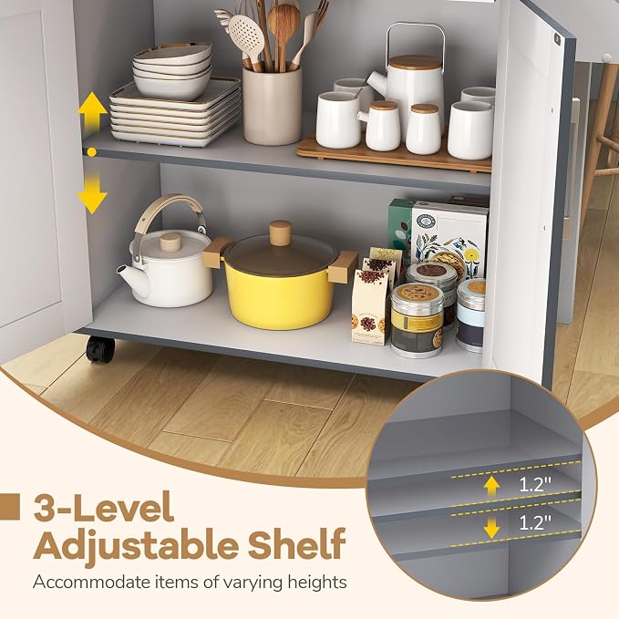 LOKO Kitchen Island Cart with Wheels, Rolling Kitchen Storage Cabinet with - Image 7