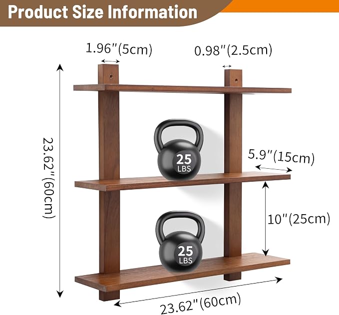 3 Tier Floating Shelves, Long Wall Shelf, Over The Toilet Shelves Bathroom - Image 3