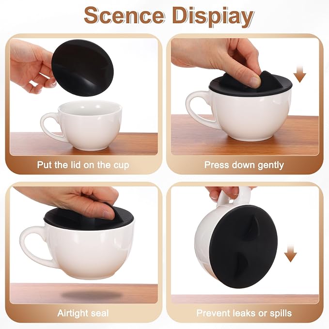 uxcell 3Pcs Silicone Cat Ear Mug Lids, 3.9 Inch, Microwave & Dishwasher Safe - Image 4