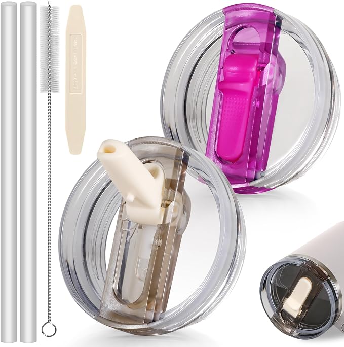 30oz Flip Straw Leak Proof Lid for Stanley Cup Accessories, 2 Pack No Spill Lid by ANTAND