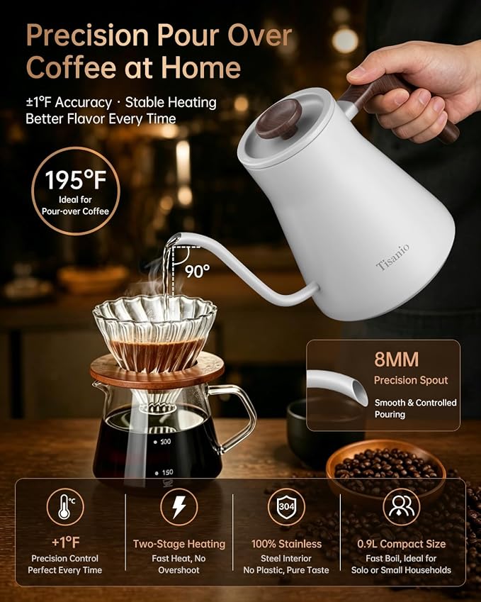Gooseneck Electric Kettle for Pour Over Coffee, ±1°F Precision Control - Image 3