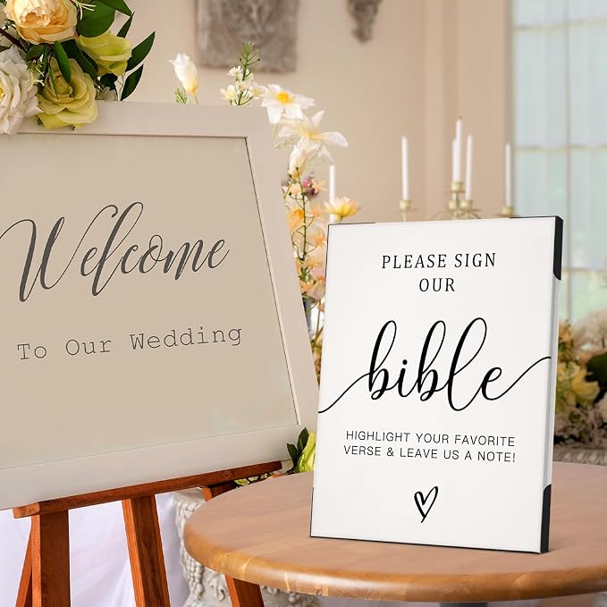 Wedding Signs for Ceremony and Reception, Please Sign Our Bible for Wedding - Image 6