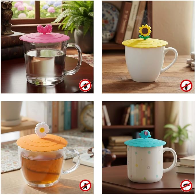 8 Pcs Silicone Cup Covers, Colorful Anti-Dust Coffee Cup Lid Covers - Image 5