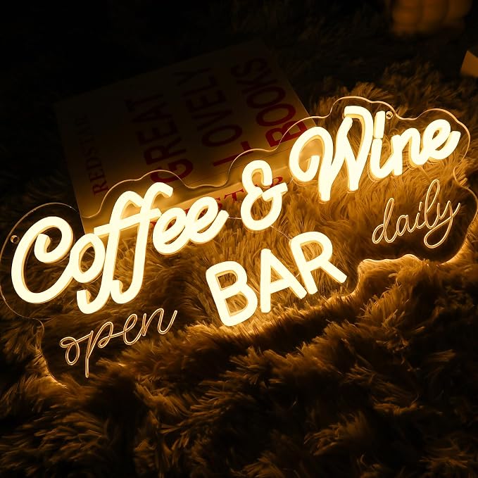 Coffee & Wine Neon Sign for Wall Decor Dimmable 16.54" x 6.54" Led Sign for - Image 5