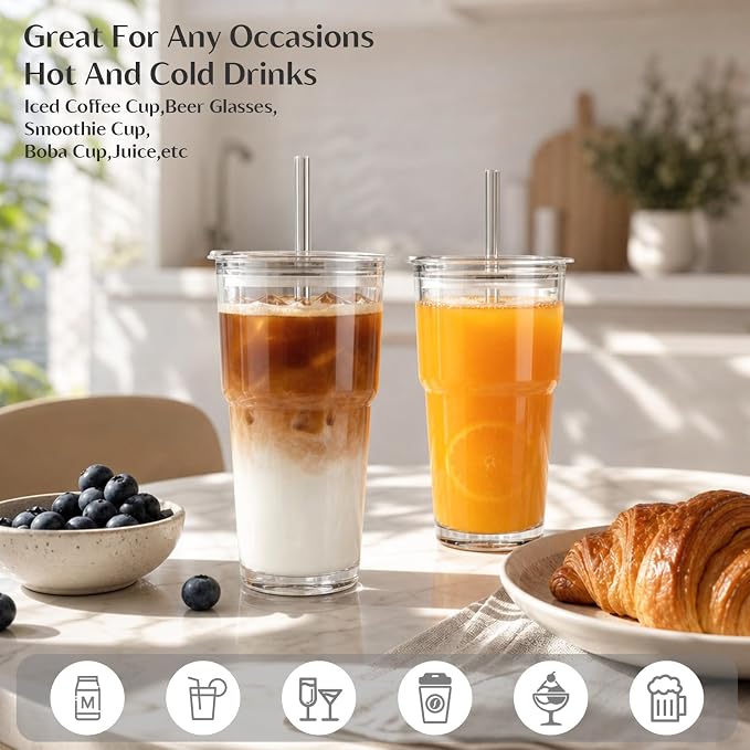 INSETLAN 20oz Clear Glass Cup - Image 2