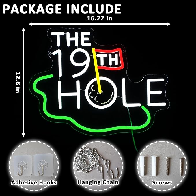 Golf Neon Sign for Wall Decor Dimmable 19th Hole Led Sign for Bedroom Neon - Image 2
