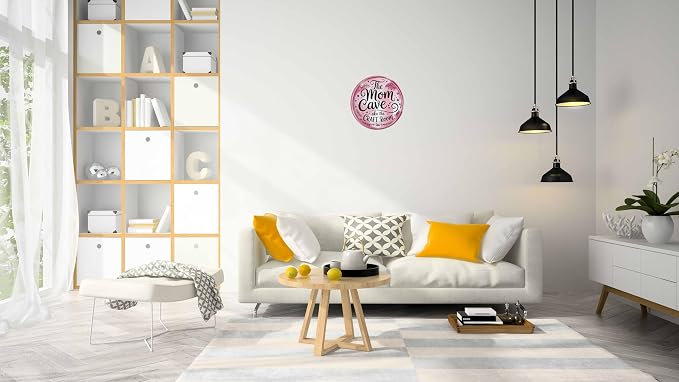 AWISZZZ Mom Cave Craft Room Metal Sign 8x8in Round Boho Plaque - Image 5