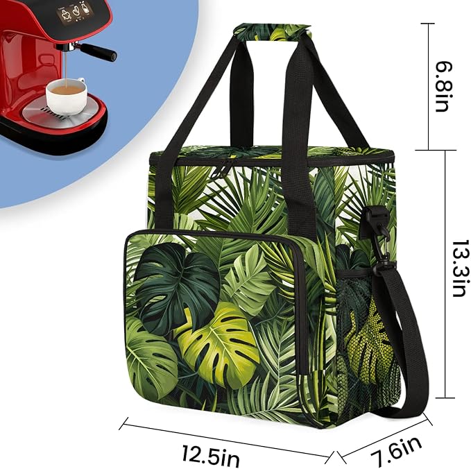 Tropical Palm Leaves Coffee Maker Carring Bag, Large Insulated Storage - Image 2