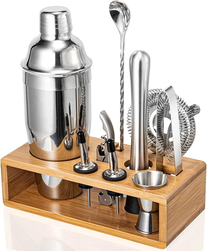 Cocktail Shaker Set, 18/8 Food-Grade Stainless Steel Mixology Bartender Kit by Semderm