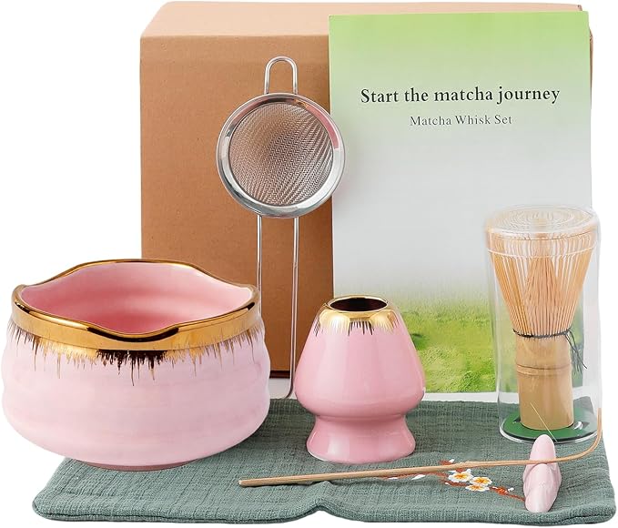 7-Piece Matcha Set: Matcha Bowl + Bamboo Whisk Kit, Ceremonial Matcha Whisk by Unknown