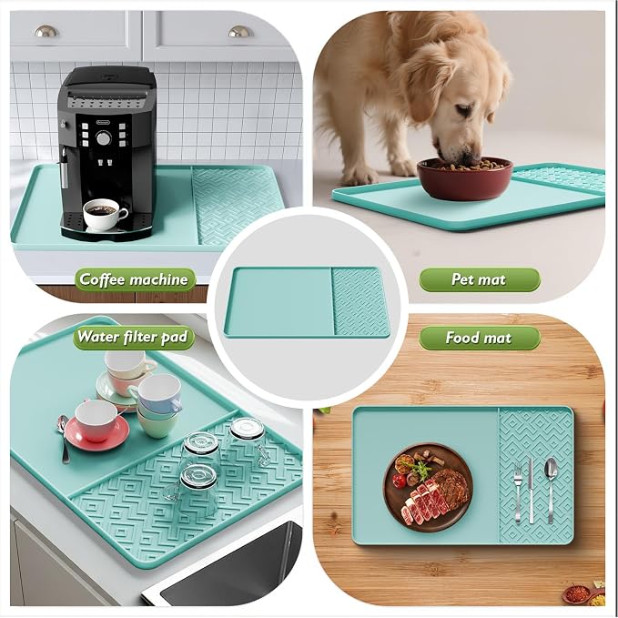 Silicone Coffee Mat with Raised Edges 19" x 12" – Waterproof Countertop Mat - Image 6