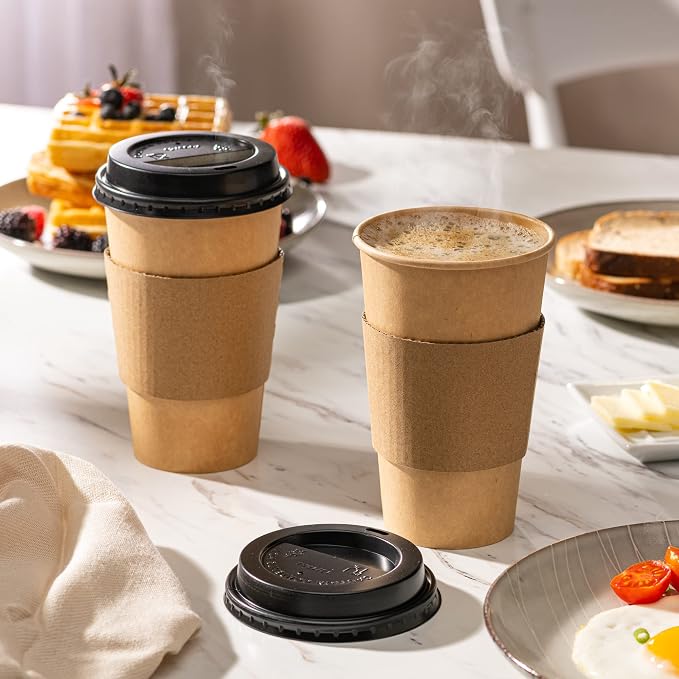 GUSTO 16 oz. Disposable Kraft Coffee Cups - Image 4
