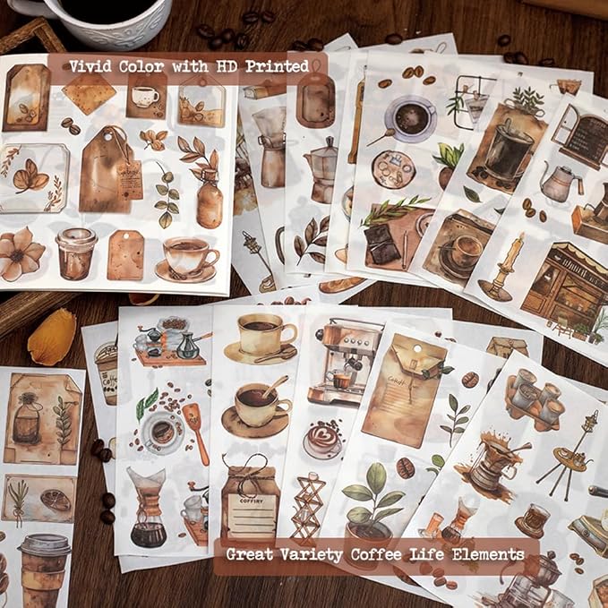 558pcs Coffee Journal Stickers, Ephemera - Image 9