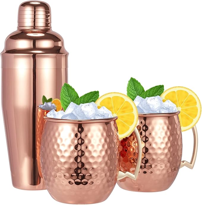 Moscow Mule Mugs Set of 3-Hammered Moscow Mule Mugs Drinking Cup by TABLEWARE+MELODY