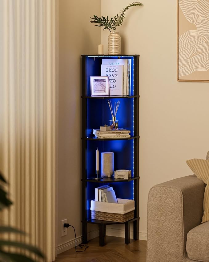 Corner Shelf Stand, 5 Tier Corner Bookshelf, Corner Furniture by Apetaccat