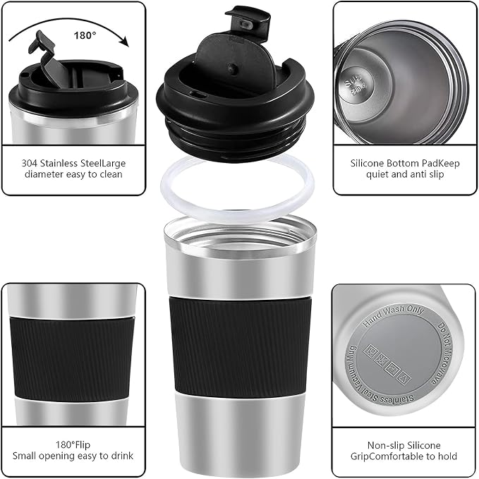 YINBAOGE Insulated Travel Coffee Mug, Spill & Leak Proof, Portable To Go - Image 2