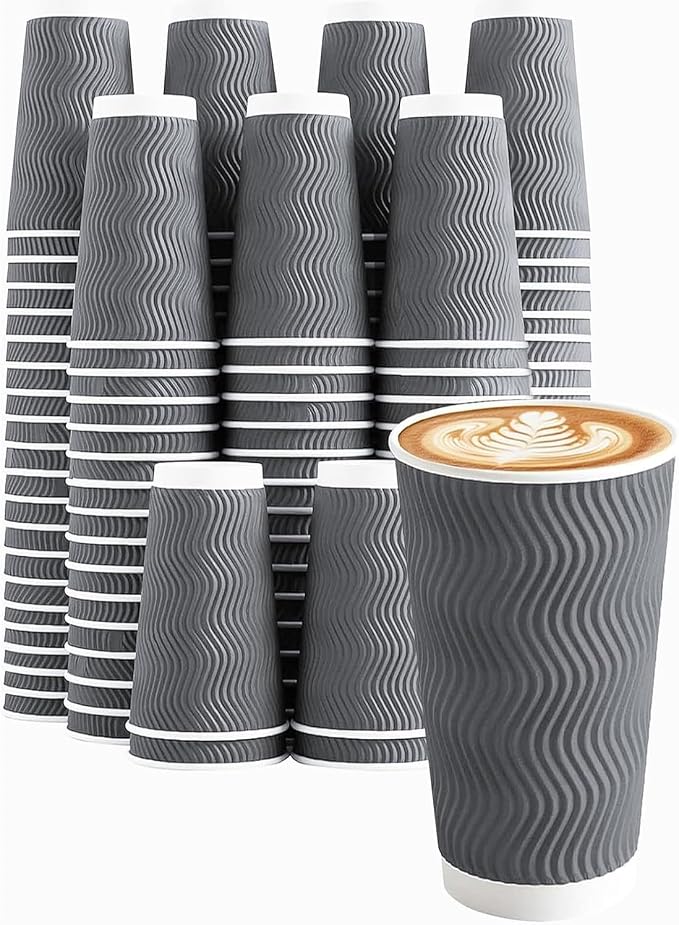 Clawsoff 50 Pack 20 oz Disposable Coffee Cups，Insulated Ripple Wall Paper by BuyNow