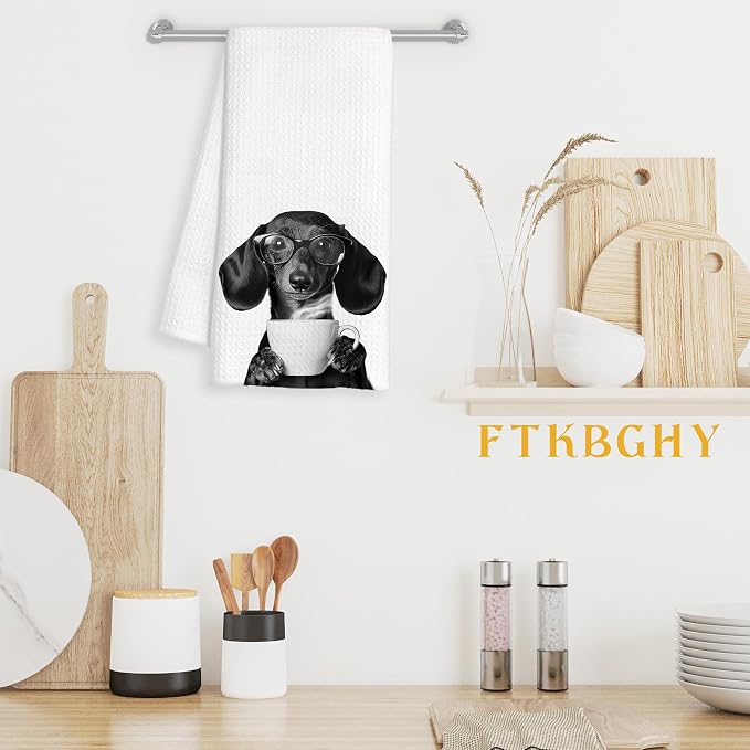 Funny Dachshund Coffee Kitchen Towels, Dachshund Gifts - Image 3