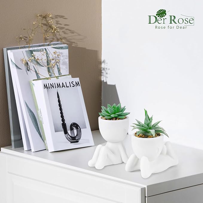 Der Rose 2 Pack Fake Plants Succulents Plants Artificial - Image 2