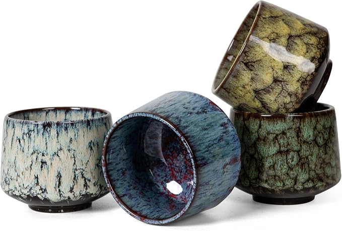 Ceramic Espresso Cups Set of 4, Espresso Coffee Mugs, Special Glazed Demitasse by TryitBuyitYoulllikeit