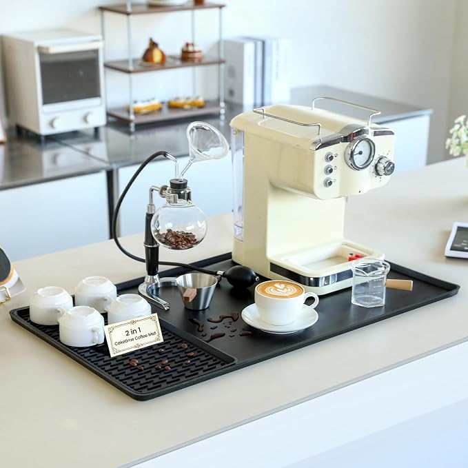 Caketime 2 In 1 Extra Large 16"x28" Silicone Coffee Bar Mat Accessories Heat by CAKETIME