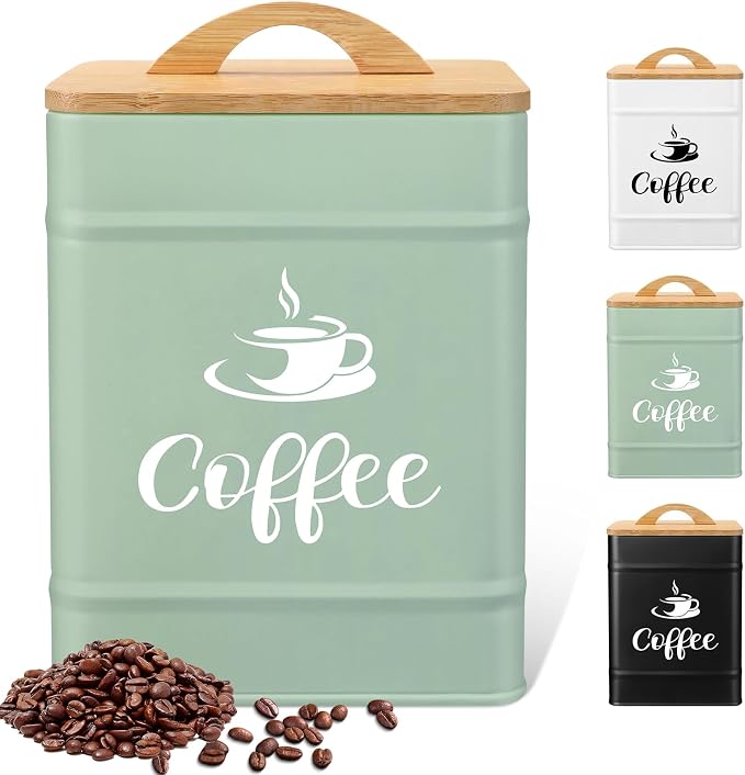 Maxdot 40 oz Turquoise Airtight Coffee Canister Large Iron Farmhouse Container by Maxdot