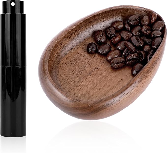 Coffee Bean Dosing Cup and Spray Bottle Set, Walnut Wood Espresso Dosing Cup by Unknown