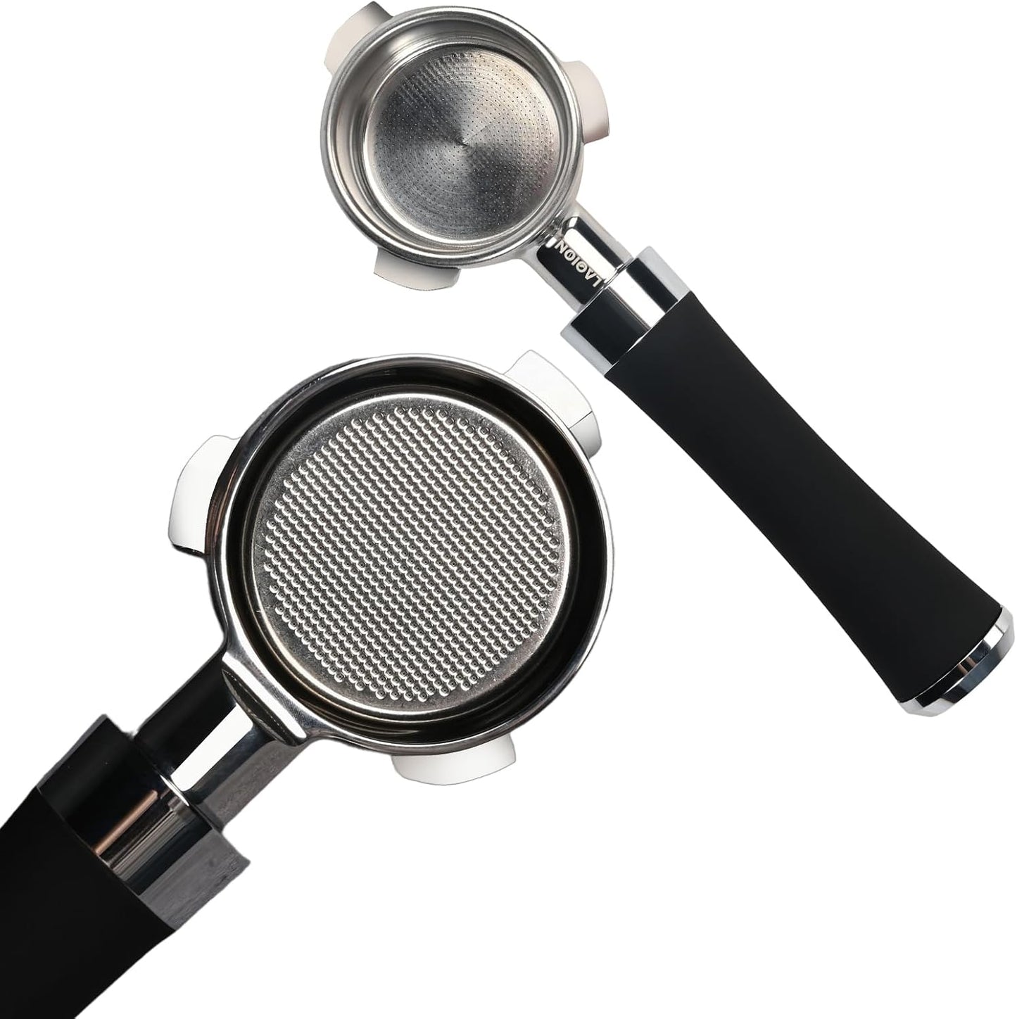 54mm Bottomless Portafilter, Espresso Portafilter Precision Extraction with Filter Basket Included, Stainless Steel Portafilter & Black Silicone Handle, Compatible with Breville Machines